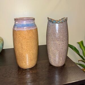 Vintage Studio Pottery Stoneware Vases Speckled Earthy Signed Price for each